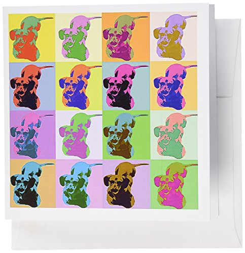 3dRose Carton Dachshund Pop Art - Greeting Cards, 6 x 6 inches, set of 6 (gc_8071_1)