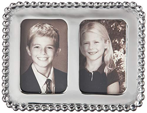 MARIPOSA 3714 2 X 3 Vertical Double Frame, 2" x 3" Photo, Silver