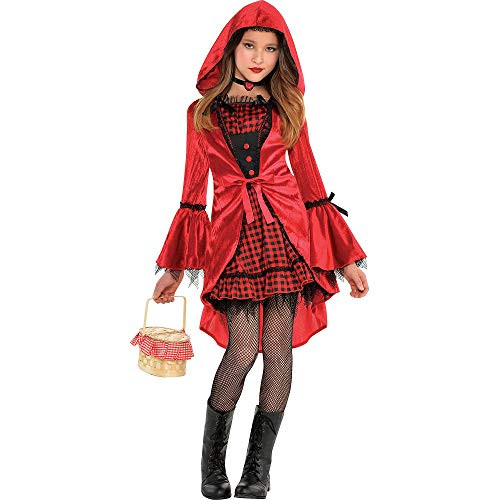 AMSCAN Gothic Red Riding Hood Halloween Costume for Girls, Medium, with Included Accessories