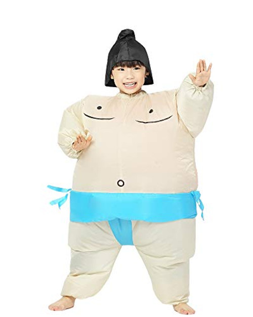 Inflatable Kid Sumo Wrestler Suits Wrestling Fancy Dress Halloween Costume One Size Fits Most (Blue Kid)