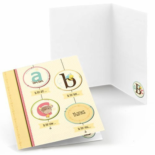 Big Dot of Happiness A is for Alphabet - ABC Baby Shower or Birthday Party Thank You Cards (8 Count)