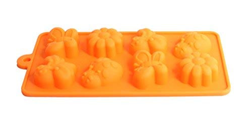 Silicone Molds Baking Chocolate Candies Dessert or Soap Ice Candle Making Molds(8 Cavity Mold) (Orange, Garden)
