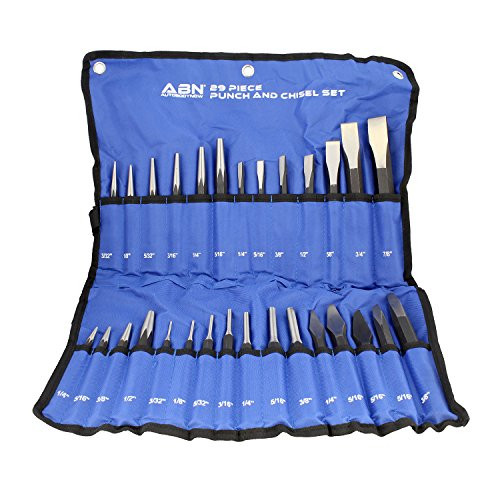 ABN Cold Chisel Set Automotive Punch Tool Kit  29-Piece Punch Chisel Set  Pin Punch Set, Center Punch Set, More