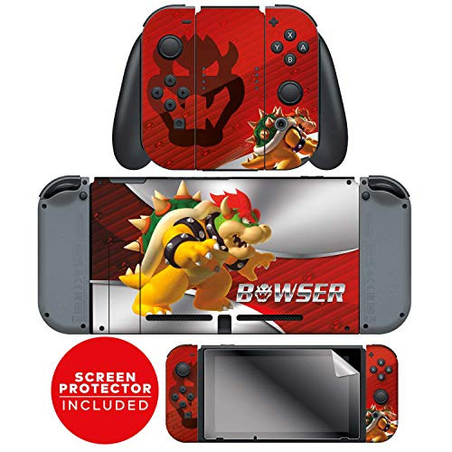 Controller Gear Nintendo Switch Skin & Screen Protector Set - Joy-Con & Console - Super Mario - "Bowser Smash" - Nintendo Switch