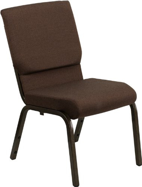 Flash Furniture HERCULES Series 18.5''W Stacking Church Chair in Brown Fabric - Gold Vein Frame