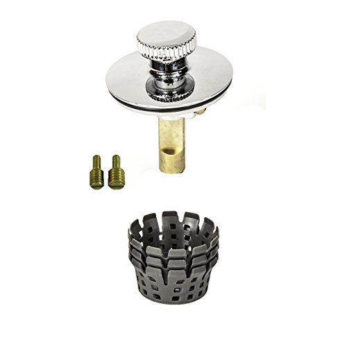 PF WaterWorks PF0951-CH-LT TubSTRAIN Universal Lift n Turn (Twist Close) Bath Tub/Bathtub Stopper Includes 3/8" and 5/16" Fittings with Hair Catchers/Strainers (3 Nos) to Eliminate Drain Clogs, Chrome