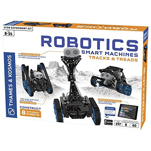 Thames & Kosmos Robotics: Smart Machines - Tracks & Treads Science Experiment Kit | Construct 8 Robots with Ultrasonic Sensors, Program & Control with App for iOS & Android