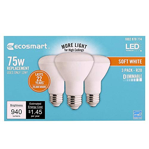 EcoSmart 75-Watt Equivalent R20 Dimmable LED Light Bulb Soft White (3-Pack) EcoSmart 75-Watt Equivalent R20 Dimmable LED Light Bulb Soft White (3-Pack)