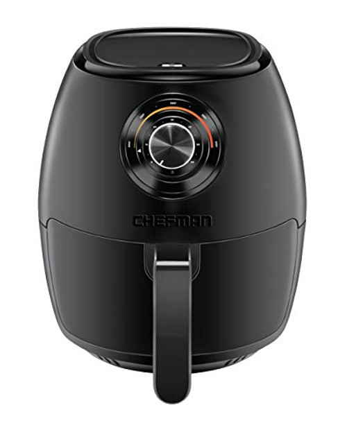Chefman TurboFry 3.5 Liter/3.6 Quart Air Fryer Oven w/Dishwasher Safe Basket and Dual Control Temperature, 60 Minute Timer & 15 Cup Capacity, BPA-Free, Matte Black, Healthy Frying Cookbook Included