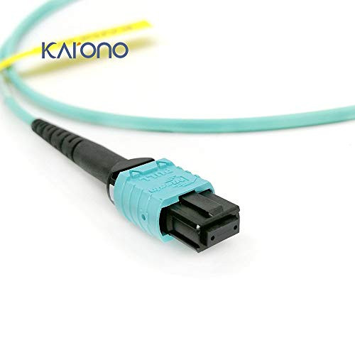 Karono MPO/MTP to MPO/MTP Fiber Optic Cable, 24 Fiber, 40/100Gb, OM3, 50/125 Multimode, Type B,40GBASE-SR4, for QSFP+Transceivers, FTTH Application, Aqua - 3.3FT(1M)