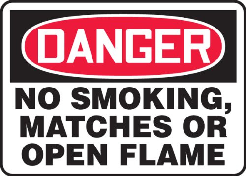 Accuform"Danger No Smoking, Matches Or Open Flame" Safety Sign, Aluma-Lite, 10 x 14 Inches (MSMK025XL)