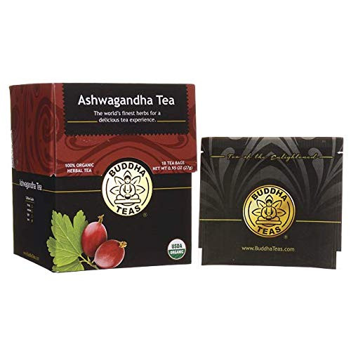 Organic Ashwagandha Root Tea - Kosher, Caffeine-Free, GMO-Free - 18 Bleach-Free Tea Bags