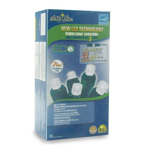Brite Star 60 Count LED Twinkling Lights, Micro Mini, Pure White