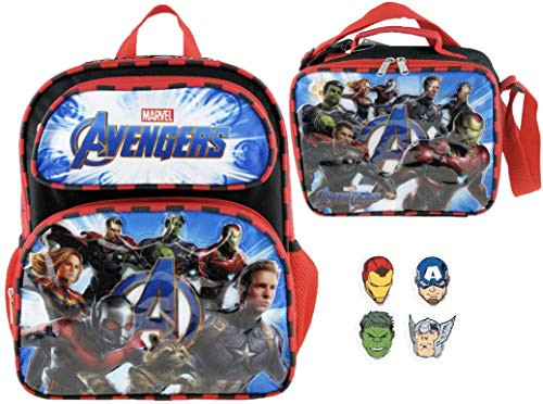 Marvel Avengers Endgame 16" Backpack + Insulated Lunch Box + 4 Pack of Erasers