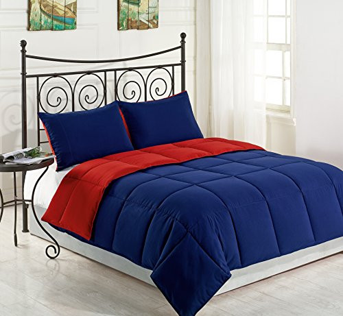 Cozy Beddings Down Alternative 3pc Reversible Comforter Set King/Cal King, Red/Navy