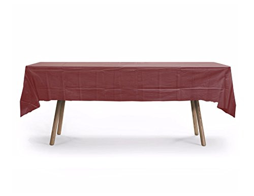5 Pack, 54" x 108" Brown Rectangular Plastic Table Cover, Plastic Table Cloth Reusable (PEVA) (Brown)