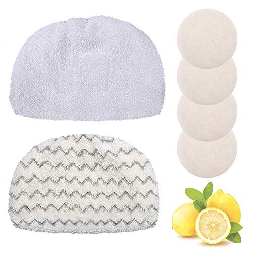 KEEPOW 2 Pack Washable Steam Mop Pads Replacement with 4 Fragrance Discs for Bissell Powerfresh 1940 1544 1440 Series Steam Mop, Model 1544A, 2075A, 1806, 5938, 1940W, 19404, 1940A