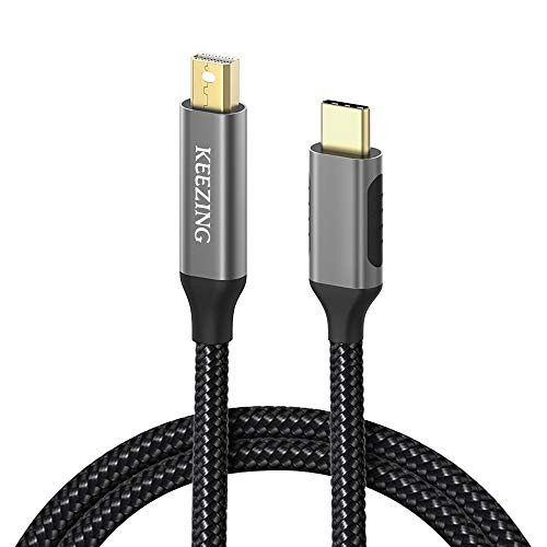 USB C to Mini DisplayPort Cable, KEEZING 4K@60HZ Type C (Thunderbolt 3) to Mini DisplayPort for iMac 2019,MacBook 2018,iPad Pro, Surface Book 2,Galaxy S8 and More(6ft,Braided)