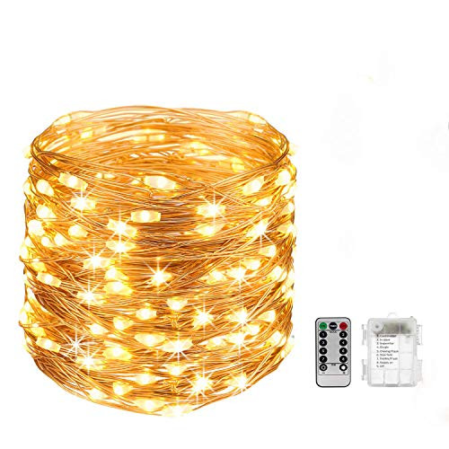 MINGZHE LED String Lights, 66ft 200 LED Waterproof Starry Fairy Lights, 8 Lighting Modes, USB Powered Decorative Lights with Remote for Patio, Garden, Wedding
