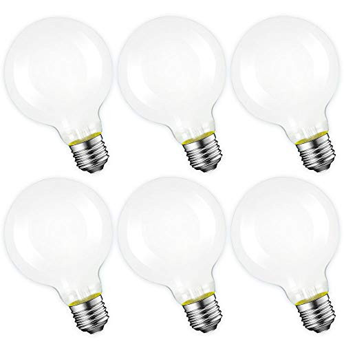LED Globe G25 Dimmable Edison Light Bulb, 60W Equivalent, 5000K Daylight, 500Lm, E26 Medium Screw Base Edison Light Bulb,UL Listed, 6-Pack