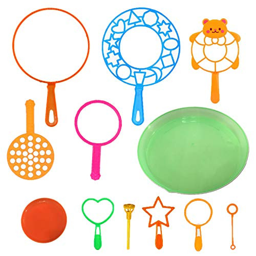 IHUKEIT Bubble Wand Set - Bubble Wand Assortment Colorful Bubble Making Wands Tools Large and Small for Kids, Bubble Wands Toys Set for Summer Outdoor Party Favors (Random Color)