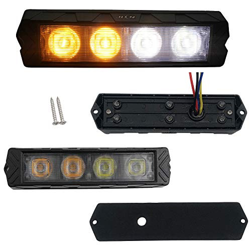 Waterproof Surface Mount Deck Dash Grille Flashing Strobe Lights for Truck Car Juen J-4 Amber/White 12-24V Vehicle Mini LED Light-Head Emergency Beacon Hazard Warning lights