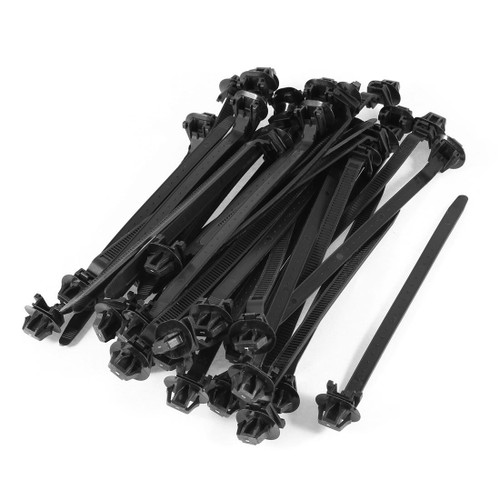 Uxcell Nylon Push Mount Auto Cable Tie Fastener, 7mm Width, 40 Pcs, Black