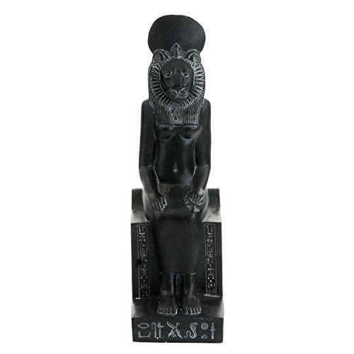 Culture Spot Egyptian Goddess Sekhmet Statue Seated on Throne with Stone Finish | Hieroglyphs | Indoor Placements | Show Pieces | Museum replica | 8 Inches