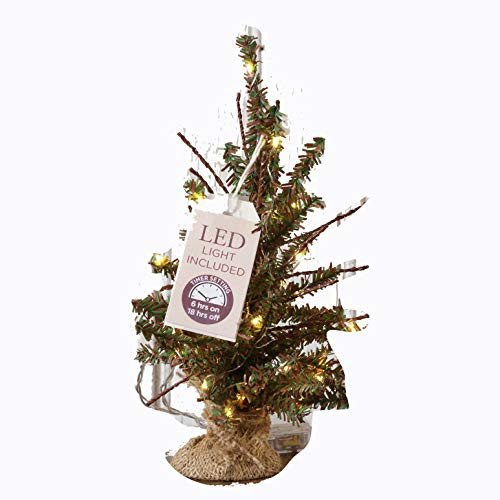 Your Heart's Delight Your 10 Led Lights in Burlap Base, Timer Tree, Multi