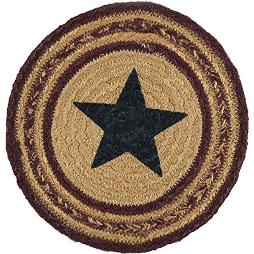VHC Brands Americana Primitive Tabletop & Kitchen - Potomac Tan Stencil Star Jute Trivet, 8" VHC Brands Americana Primitive Tabletop & Kitchen - Potomac Tan Stencil Star Jute Trivet, 8"