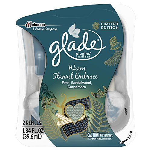 Glade PlugIns Scented Oil Air Freshener Refill, Warm Flannel Embrace, 2 Refill, 1.34 fl oz