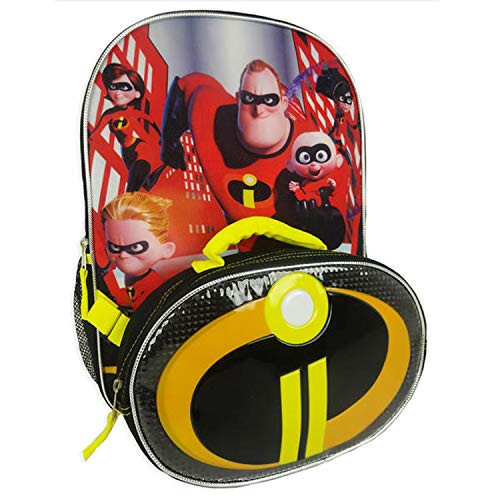 Disney Pixar The Incredibles 2 Kids Boys 16"School Backpack Detachable Insulate