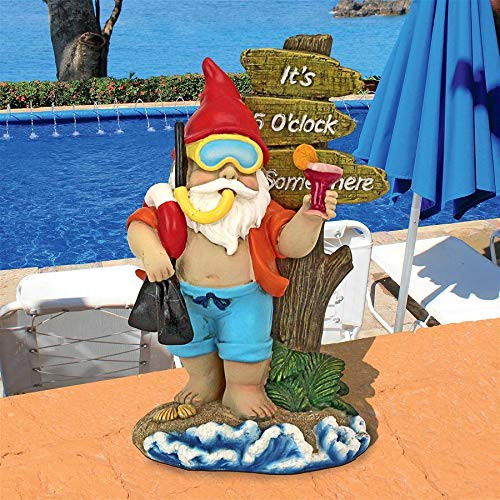 Design Toscano QL307331 Happy Hour Tropical Garden Gnome Statue, One Size, Full Color