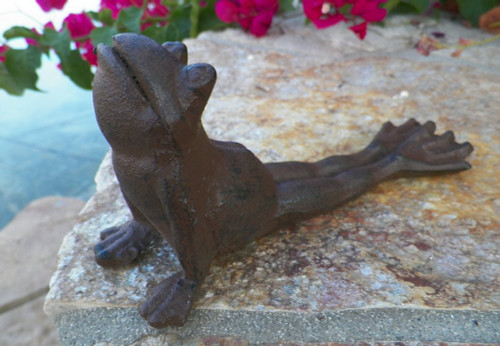 Brown Cast Iron Lazy Frog Door Wedge Door Stop Garden Decor