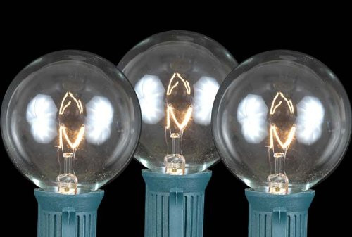 Novelty Lights 25 Pack G50 Outdoor Patio Globe Replacement Bulbs, Clear, E17/C9 Base, 7 Watt