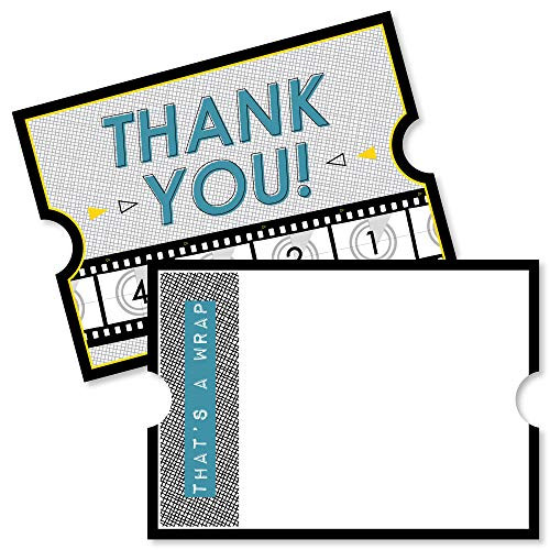 Movie - Shaped Thank You Cards - Hollywood Party Thank You Note Cards with Envelopes - Set of 12