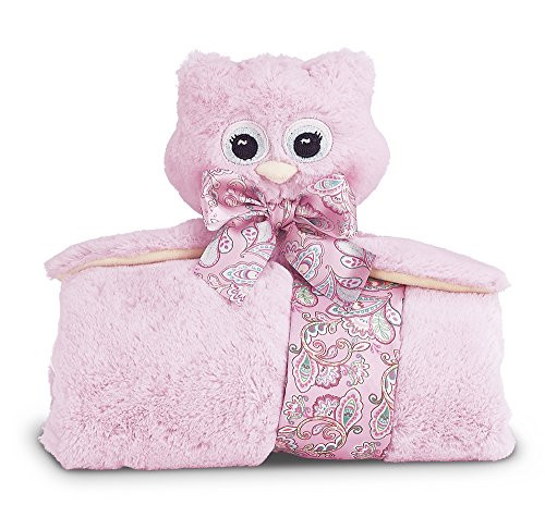 Bearington Baby Lil' Hoots Cuddle Me Sleeper, Pink Owl Large Size Security Blanket, 28.5" x 28.5"