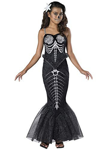 Skeleton Mermaid Tween Costume Black