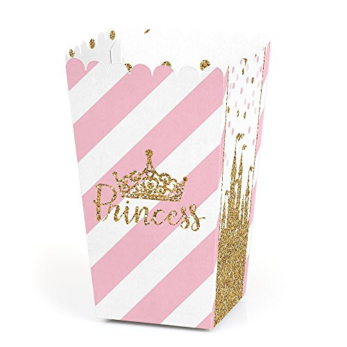 Little Princess Crown - Pink and Gold Princess Baby Shower or Birthday Party Favor Popcorn Treat Boxes - Set of 12 Little Princess Crown - Pink and Gold Princess Baby Shower or Birthday Party Favor Popcorn Treat Boxes - Set of 12