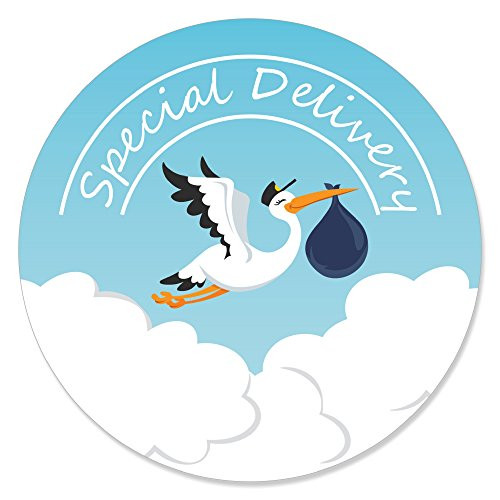Big Dot of Happiness Boy Special Delivery - Blue Its A Boy Stork Baby Shower Circle Sticker Labels - 24 Count Big Dot of Happiness Boy Special Delivery - Blue Its A Boy Stork Baby Shower Circle Sticker Labels - 24 Count