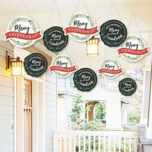 Hanging Rustic Merry Friendsmas - Outdoor Friends Christmas Party Hanging Porch and Tree Yard Decorations - 10 Pieces Hanging Rustic Merry Friendsmas - Outdoor Friends Christmas Party Hanging Porch and Tree Yard Decorations - 10 Pieces