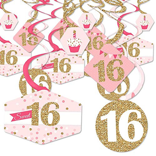 Big Dot of Happiness Sweet 16-16th Birthday Party Hanging Decor - Party Decoration Swirls - Set of 40 Big Dot of Happiness Sweet 16-16th Birthday Party Hanging Decor - Party Decoration Swirls - Set of 40