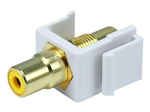 Monoprice 106549 Keystone Jack-Modular RCA with Yellow Center, White (2 Pack)