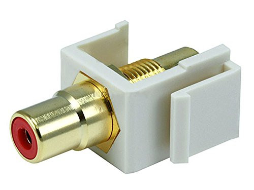 Monoprice 106554 Keystone Jack-Modular RCA with Red Center, Ivory (2 Pack)