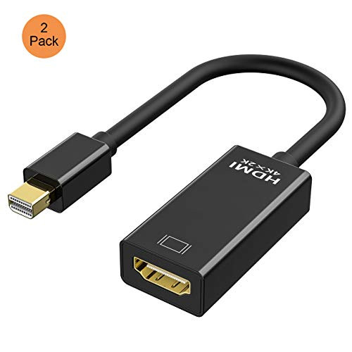 Mini DisplayPort to HDMI Adaptor 2 Pack,Kunla Mini DP(Thunderbolt Compatible) to HDMI 4Kx2K Converter Gold-Plated Cord for MacBook Pro, MacBook Air, Mac Mini, Microsoft Surface Pro 3/4
