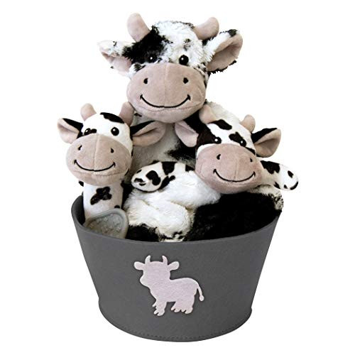 Trend Lab Cow 4 Piece Plush Gift Set Bucket
