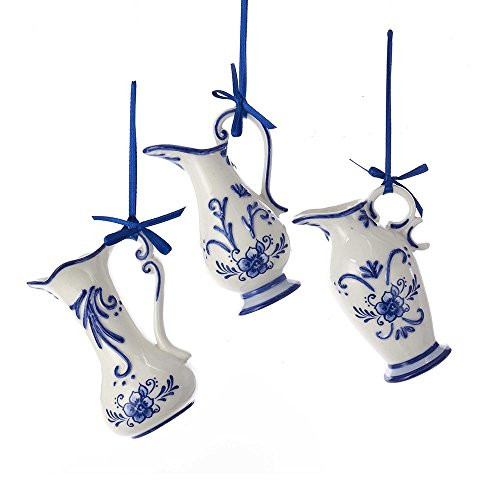 Kurt Adler 4" Porcelain Delft Blue Pot Ornament 3/A