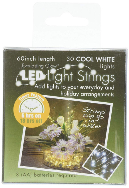 Everlasting Glow LED Micro LED Light String 30 White Lights, Battery Operated