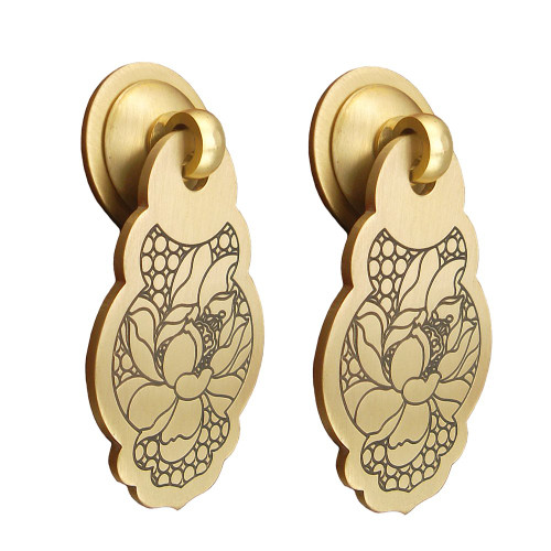 RZDEAL 2PCS Single Hole Brass Handle Antique Embossing Pull Furniture Cabinet Knob Closet Drawer Box Door Handle
