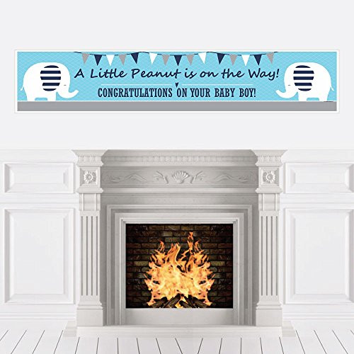 Big Dot of Happiness Blue Elephant - Boy Baby Shower Decorations Party Banner